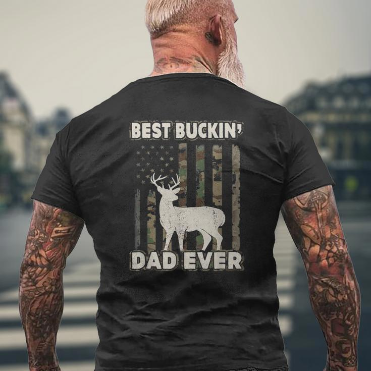 Best Buckin' Dad Ever Camo American Flag Hunter Mens Back Print T-shirt Gifts for Old Men