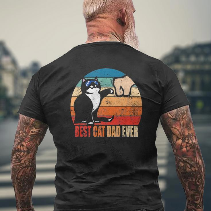 Best Cat Dad Ever Paw Fist Bump Father's Day Tee Mens Back Print T-shirt Gifts for Old Men