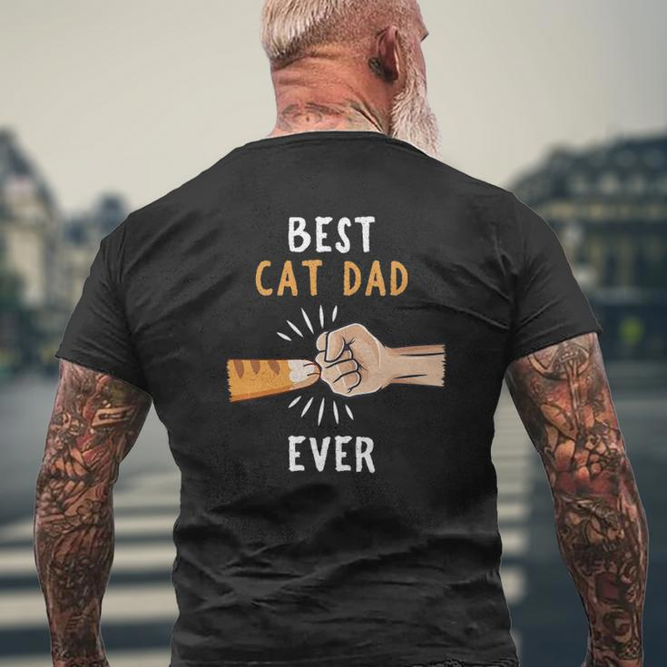 Best Cat Dad Ever Paw Fist Bump Mens Back Print T-shirt Gifts for Old Men
