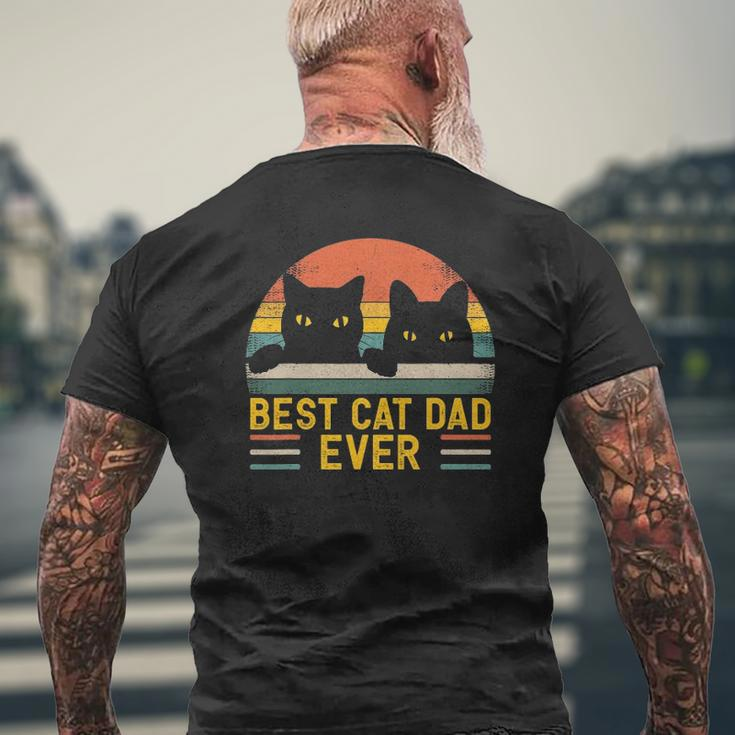 Best Cat Dad Ever Vintage Retro Style Black Cats Lover Mens Back Print T-shirt Gifts for Old Men