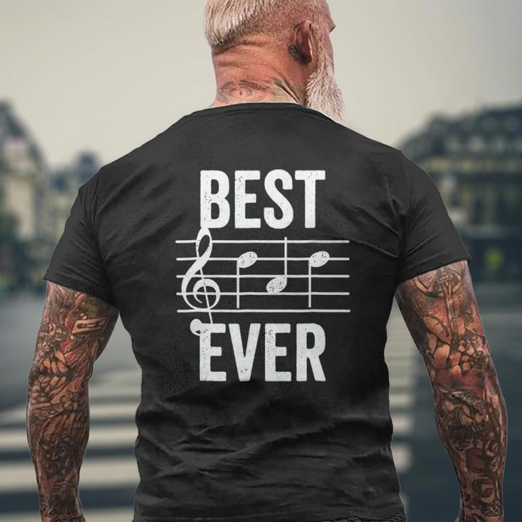 Best Dad Ever Music Note Bold Condensed Dark Mens Back Print T-shirt Gifts for Old Men