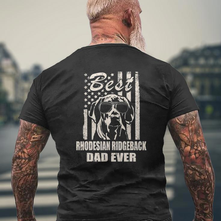 Best Rhodesian Ridgeback Dad Ever Vintage Retro Flag Dog Dad Mens Back Print T-shirt Gifts for Old Men