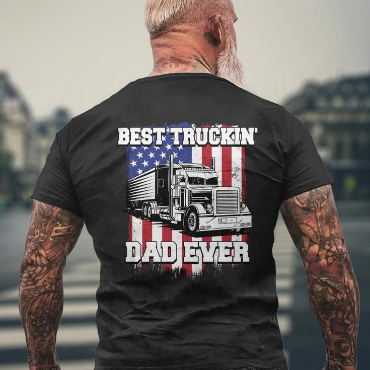 Best Truckin Dad Ever Big Rig Trucker Father's Day Vintage Men's T-shirt Back Print Gifts for Old Men