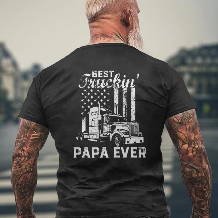 Best Truckin Papa Ever American Flag Father's Day Mens Back Print T-shirt Gifts for Old Men