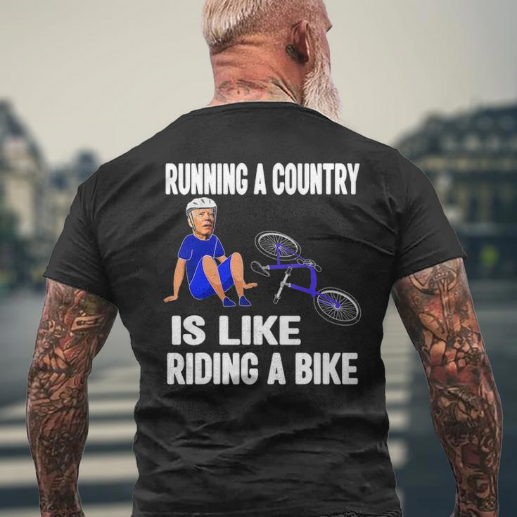 Biden Falls Off Bike Joe Biden Falling Off His Bicycle Men's T-shirt Back Print Gifts for Old Men