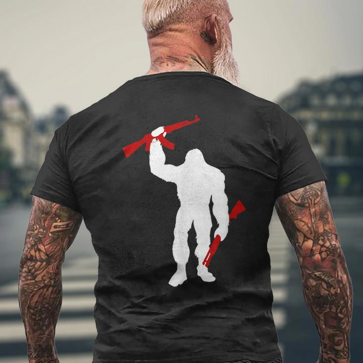 Bigfoot 2Nd Amendment Sasquatch With Ak-47 Rifle And Shotgun Men's T-shirt Back Print Gifts for Old Men
