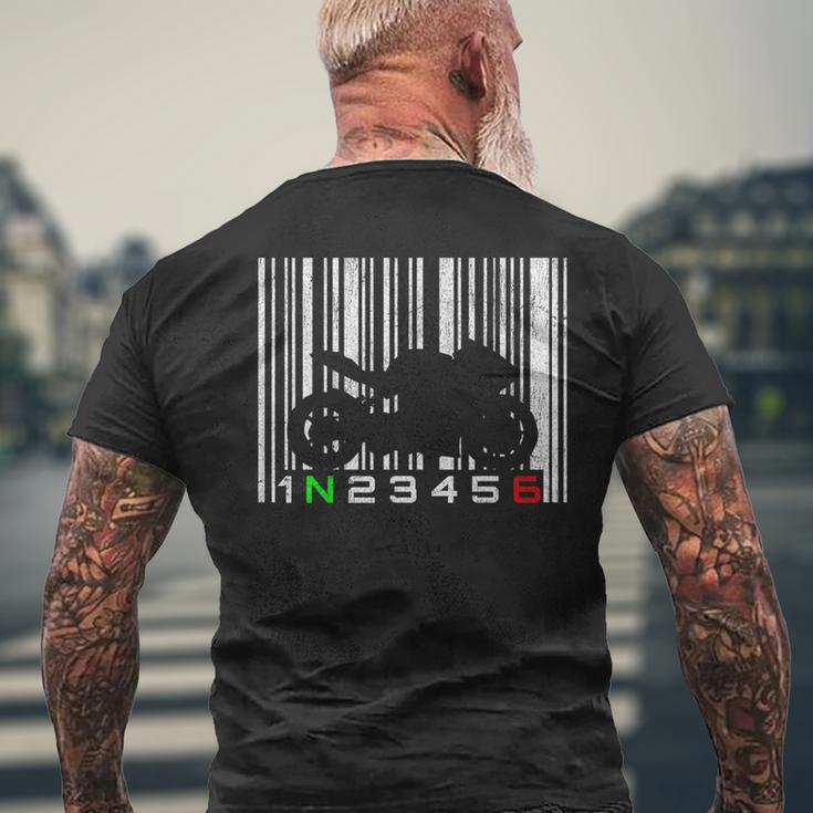 Biker Moto Gp Vintage Barcode Motorcycle S T-Shirt mit Rückendruck Geschenke für alte Männer