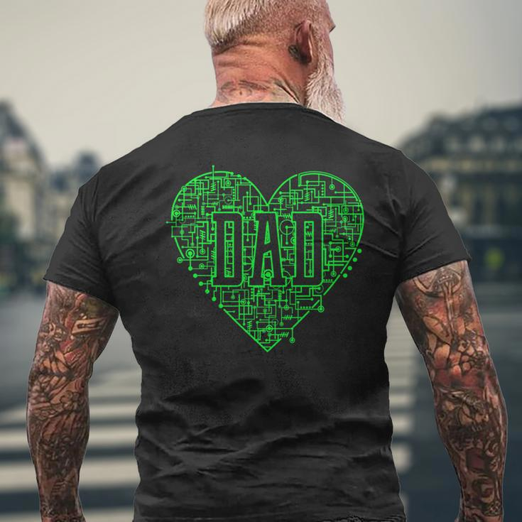 Binary Ai Computer Circuit Green Electric Heart Game Dad Men's T-shirt Back Print Gifts for Old Men