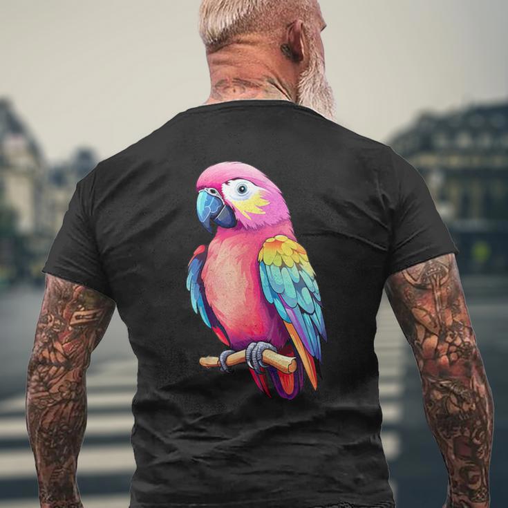 Bird Colourful Parrot Blue T-Shirt mit Rückendruck Geschenke für alte Männer