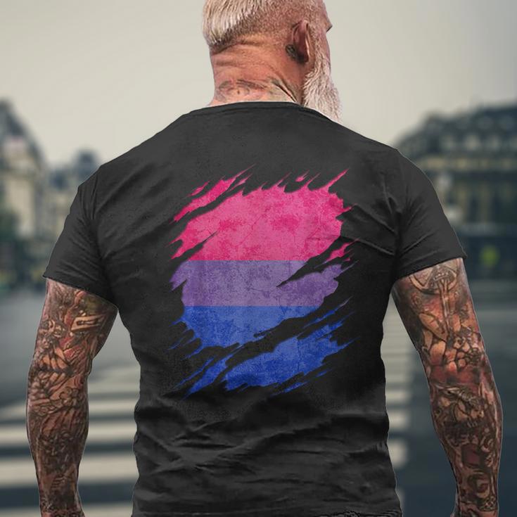 Bisexual Pride Flag Ripped Reveal Men's T-shirt Back Print Gifts for Old Men