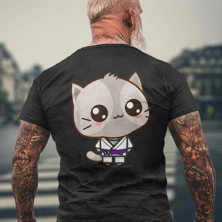 Bjj Brazilian Jiu Jitsu Purple Belt Kawaii Cat Men's T-shirt Back Print Gifts for Old Men