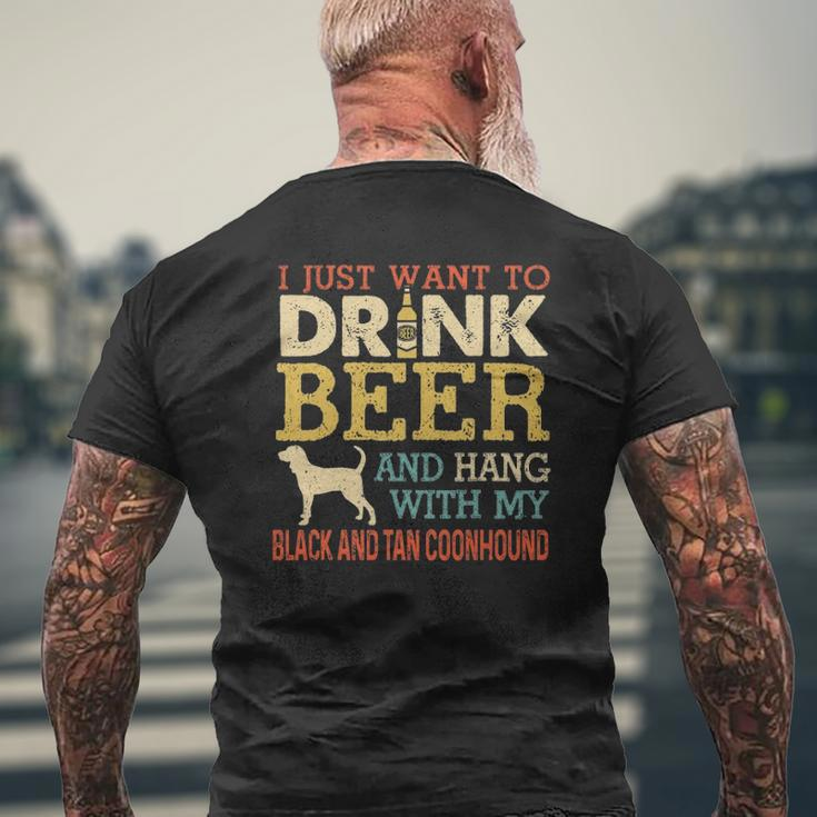 Black And Tan Coonhound Dad Drink Beer Hang With Dog Mens Back Print T-shirt Gifts for Old Men