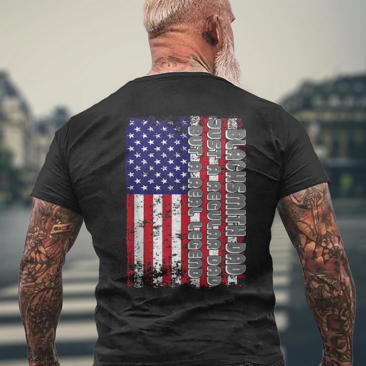 Blacksmith Dad Just A Regular Dad But A Real Legend Us Flag Men's T-shirt Back Print Gifts for Old Men