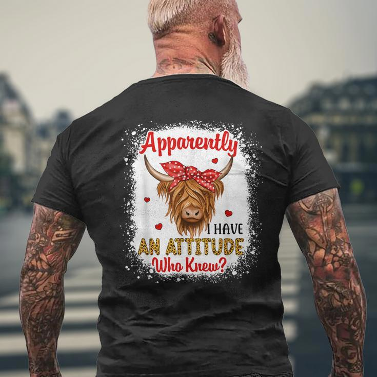 Bleached Highland Cow Apparently I Have An Attitude Who Knew Men's T-shirt Back Print Gifts for Old Men