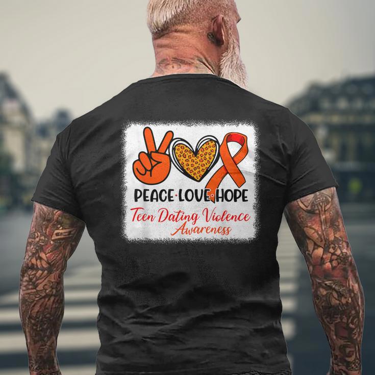 Bleached Peace Love Hope N Dating Violence Awareness Men's T-shirt Back Print Gifts for Old Men