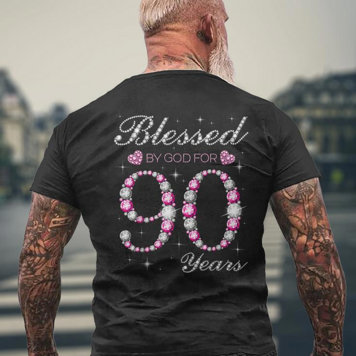 Blessed By God For 90 Years Old 90Th Birthday Party B-Day Men's T-shirt Back Print Gifts for Old Men
