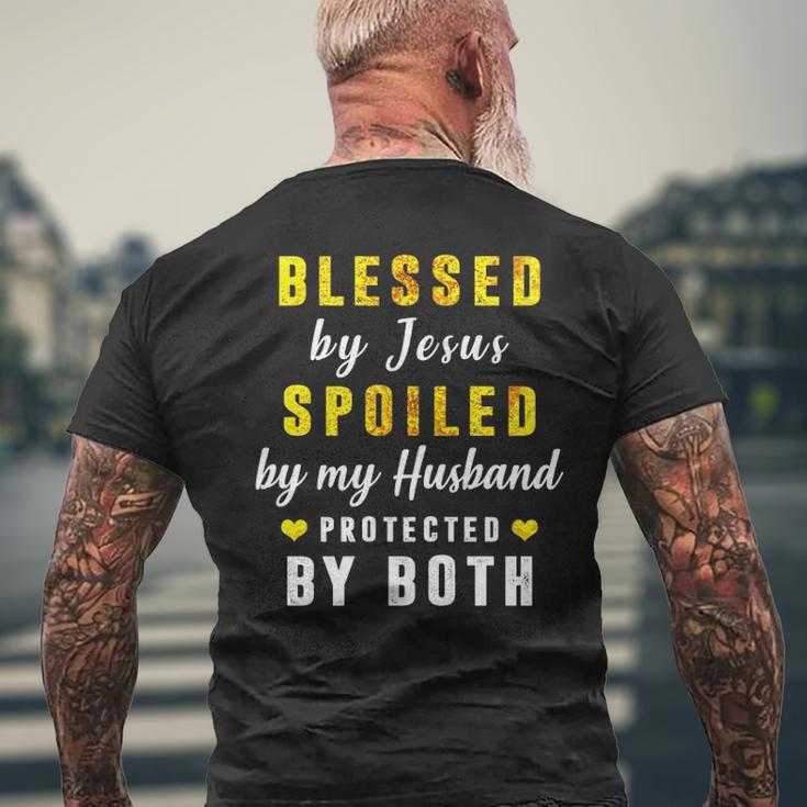Blessed By Jesus Spoiled By My Husband Protected By Both Men's T-shirt Back Print Gifts for Old Men