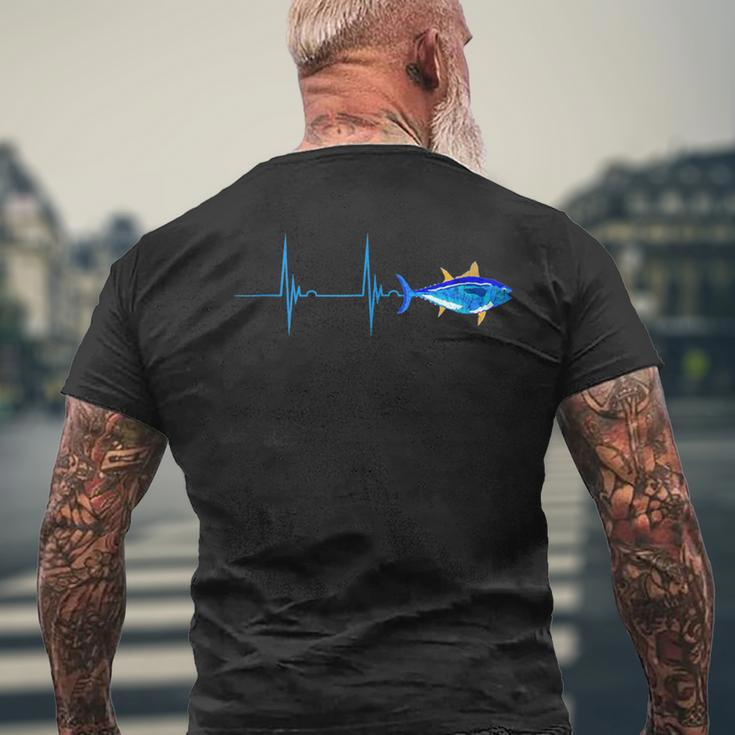 Bluefin Tuna Heartbeat Ekg Pulseline Fish Deep Sea Fishing Men's T-shirt Back Print Gifts for Old Men