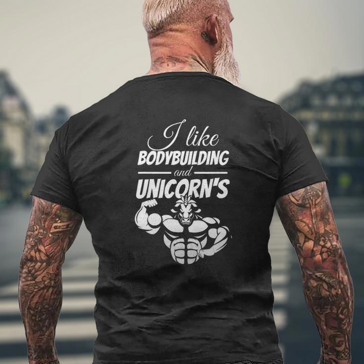 Bodybuilding Unicorn Fitness Sport Lift Weighlifter Gym Mens Back Print T-shirt Gifts for Old Men