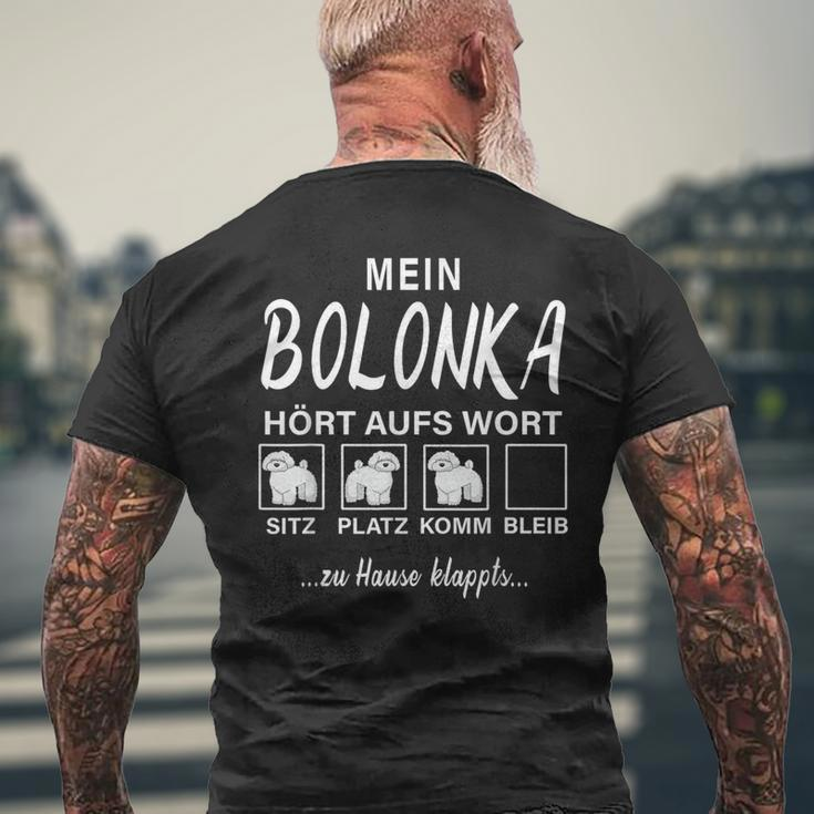 Bolonka Zwetna My Dog Listens To Wort T-Shirt mit Rückendruck Geschenke für alte Männer