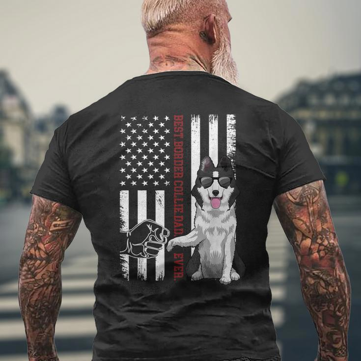 Border Collie Dad Dog American Flag Border Collie Outfit Men Mens Back Print T-shirt Gifts for Old Men