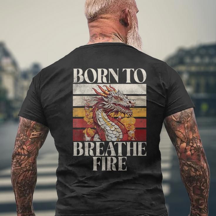 Born To Breath Fire Dragon Men's T-shirt Back Print Gifts for Old Men