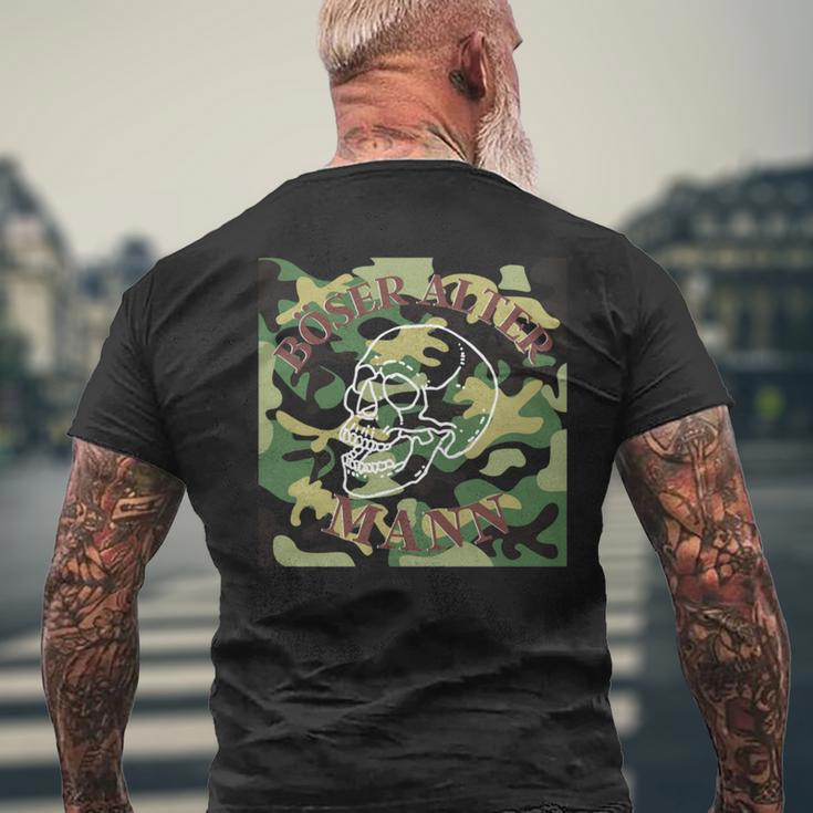 Böser Alter Mann Opa Papa Totenkopf Skullintage Biker T-Shirt mit Rückendruck Geschenke für alte Männer