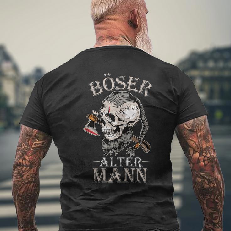 Böser Alter Mann Opa Papa Totenkopf Skullintage Wikinger T-Shirt mit Rückendruck Geschenke für alte Männer