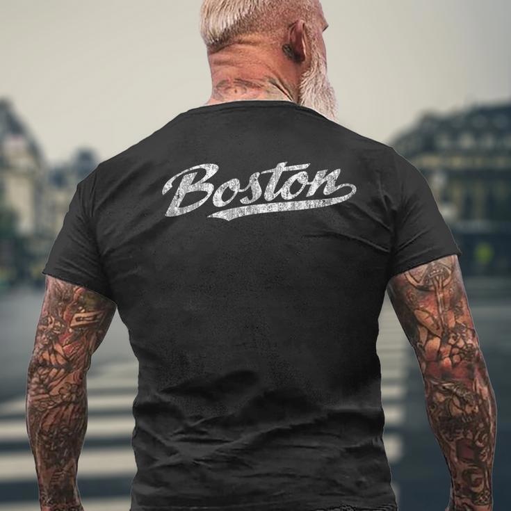 Boston Massachusetts Ma Vintage Sports Script Men's T-shirt Back Print Gifts for Old Men