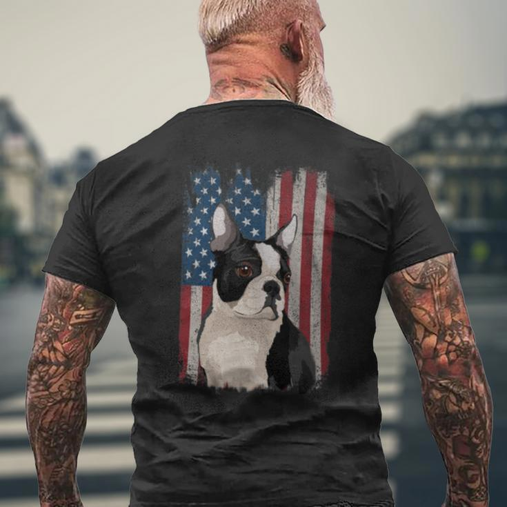Boston Terrier American Flag Patriotic 4Th Of July Men's T-shirt Back Print Gifts for Old Men