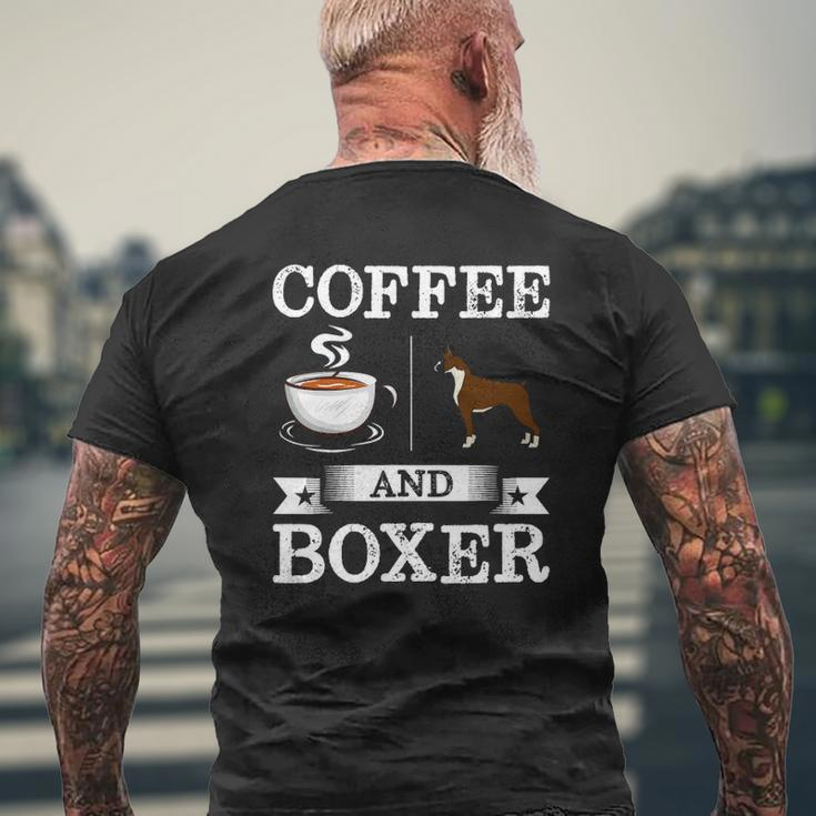 Boxer Coffee And Boxer Cute Dog Mens Back Print T-shirt Gifts for Old Men