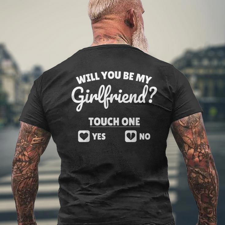Boyfriend Ask Her Will You Be My Girlfriend Valentine's Day Men's T-shirt Back Print Gifts for Old Men