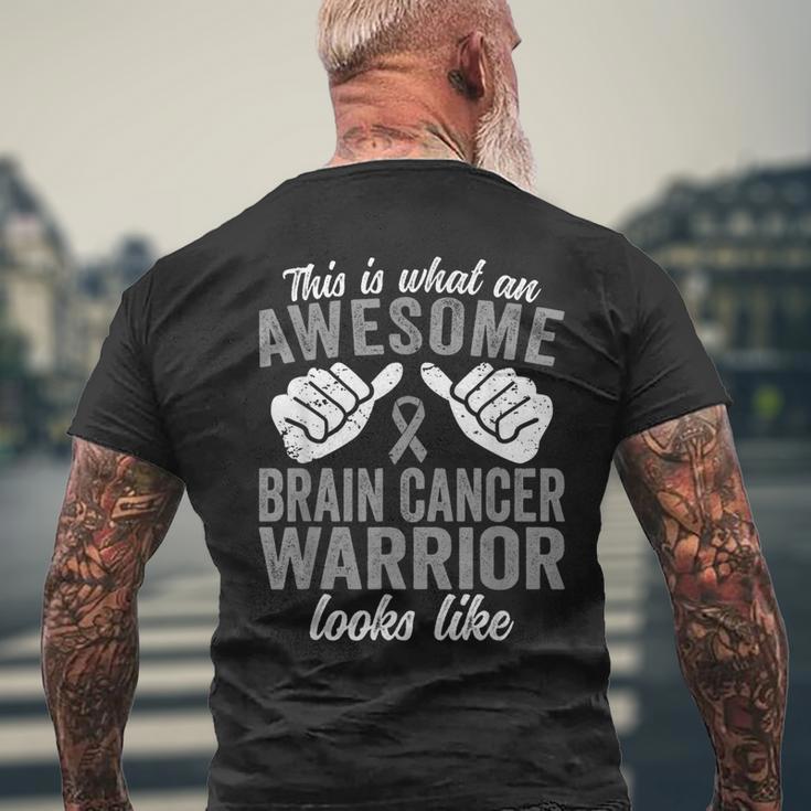 Brain Warrior Awesome Looks Like Brain Cancer Men's T-shirt Back Print Gifts for Old Men