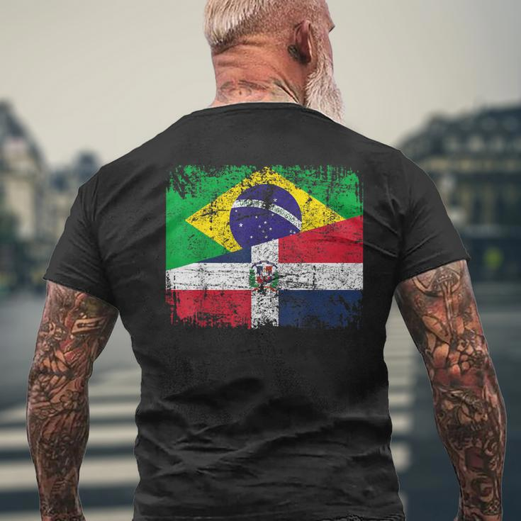 Brazil Dominican Republic Flags Half Dominican Brazilian Men's T-shirt Back Print Gifts for Old Men