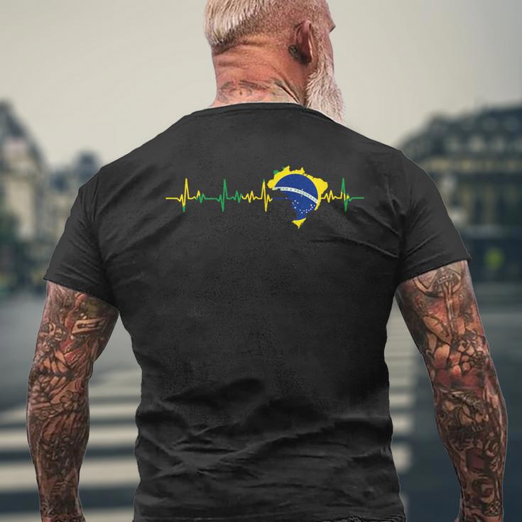 Brazil Flag Heartbeat Brasil Men's T-shirt Back Print Gifts for Old Men