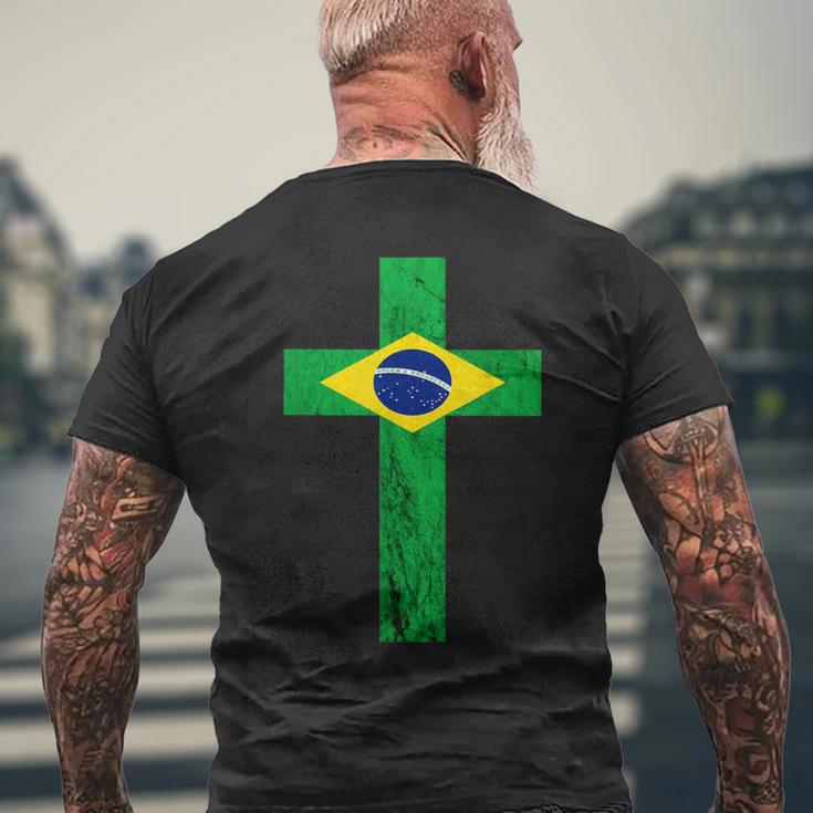 Brazil Jesus Cross Brazilian Faith Brasileiro Christian Men's T-shirt Back Print Gifts for Old Men