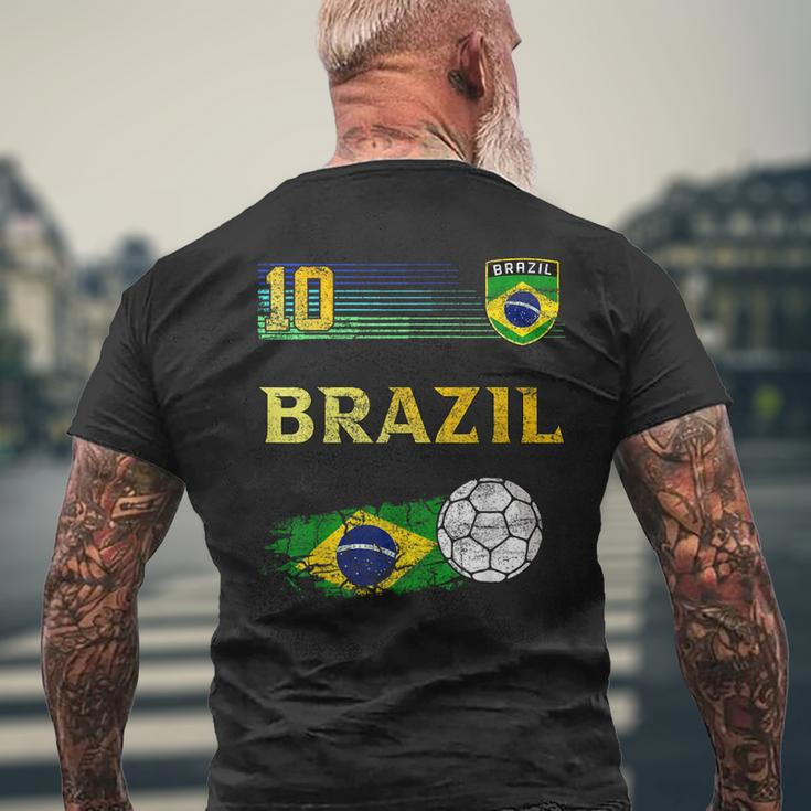 Brazil Soccer Fans Jersey Brazilian Flag Football Men's T-shirt Back Print Gifts for Old Men