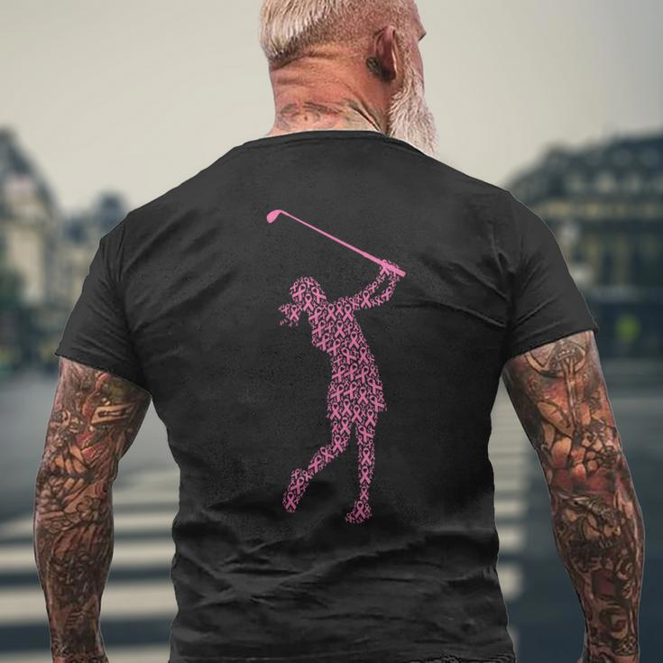 Breast Cancer Awareness Pink Ribbon & Survivor Golf Swing Men's T-shirt Back Print Gifts for Old Men