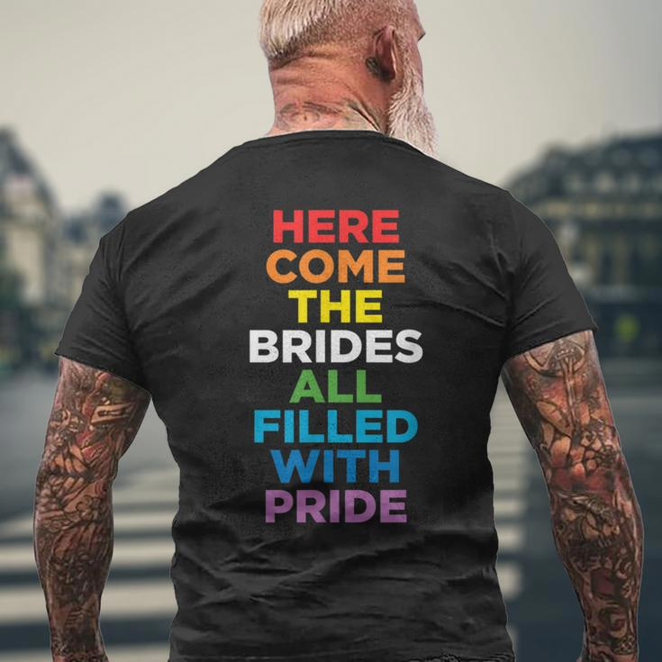 Here Come The Brides Lesbian Wedding Men's T-shirt Back Print Gifts for Old Men