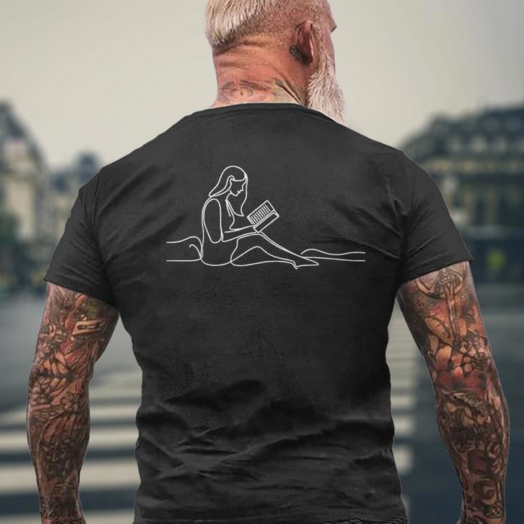 Buch One Line Kunst Zeichnen Lesen T-Shirt mit Rückendruck Geschenke für alte Männer