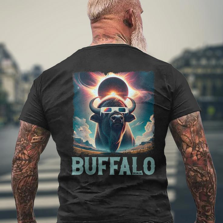 Buffalo Total Eclipse 2024 American Bison With Solar Glasses Men's T-shirt Back Print Gifts for Old Men