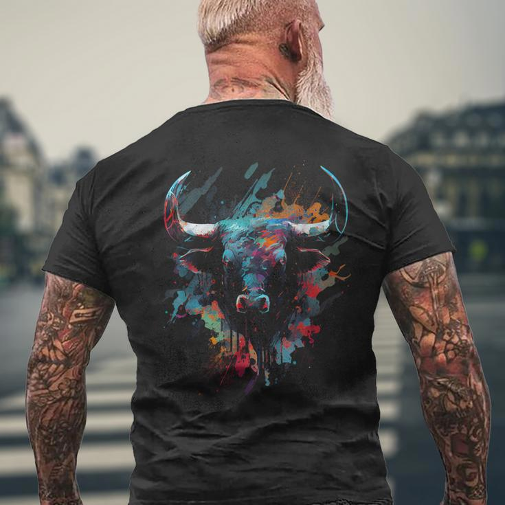 Bull Colorful Bull Riding Meat Favorite Animal Bull Fan Men's T-shirt Back Print Gifts for Old Men