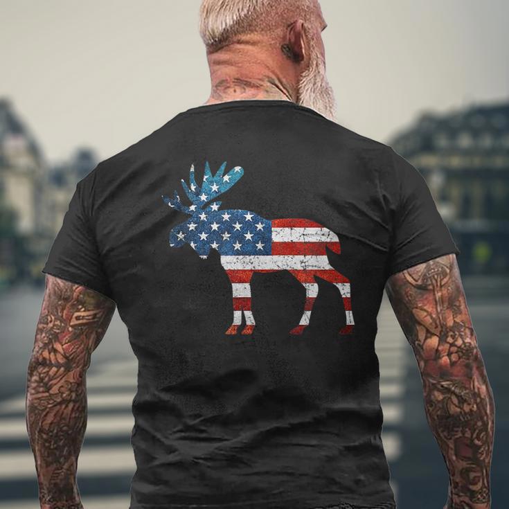 Bull Moose American Flag Moose Antlers Icon Men's T-shirt Back Print Gifts for Old Men