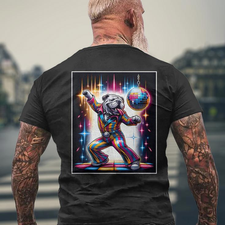 Bulldog Dancing Disco Men's T-shirt Back Print Gifts for Old Men