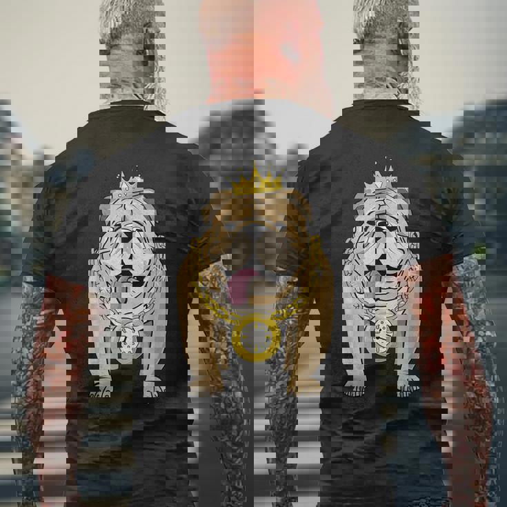 Bulldog Rapper Hip-Hop Dog Crown Gold Chain Clock Men's T-shirt Back ...