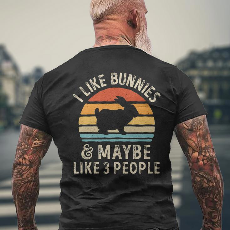 I Like Bunnies And Maybe Like 3 People Bunny Rabbit Lover Men's T-shirt Back Print Gifts for Old Men