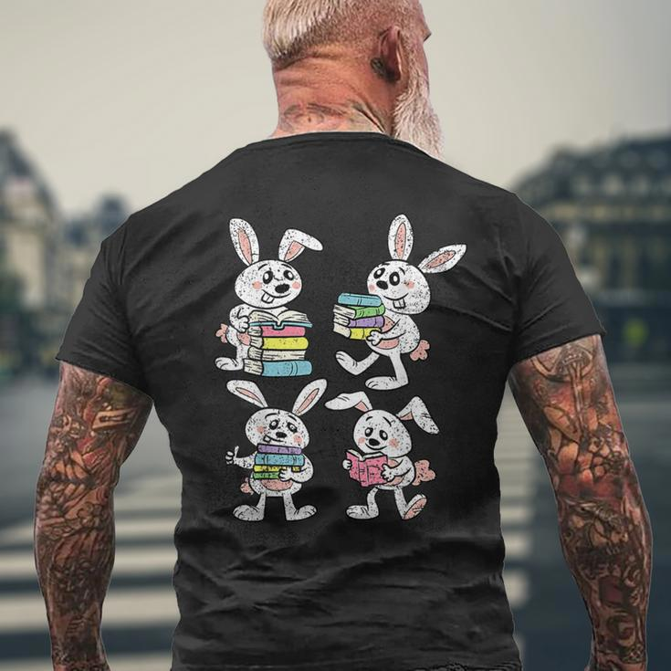 Bunny Reading Books Easter Rabbit Bookworm Spring Men's T-shirt Back Print Gifts for Old Men