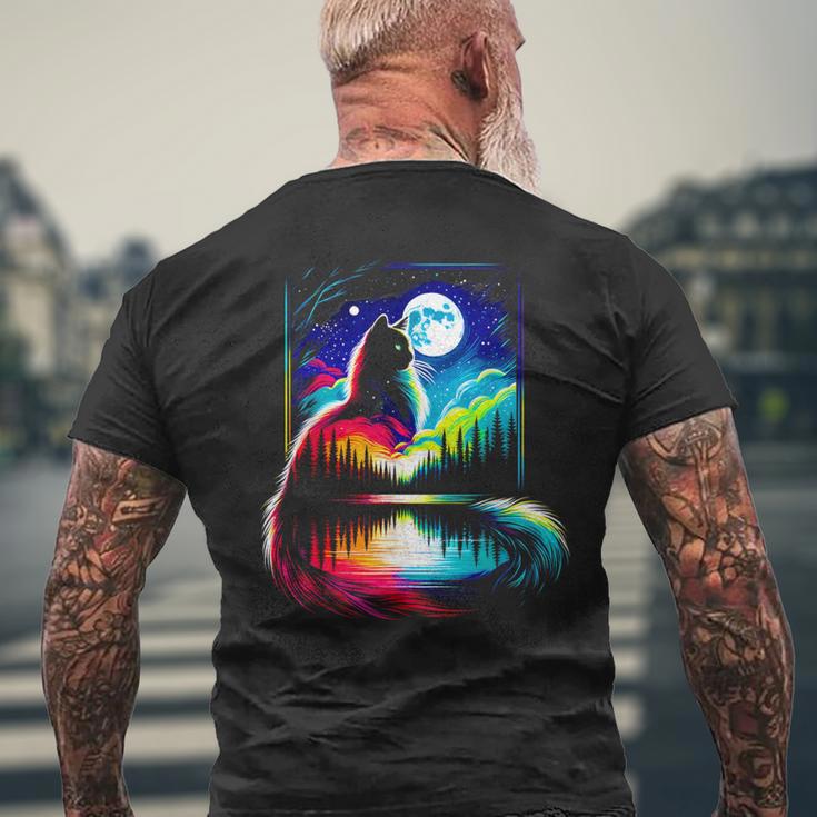 Bunte Katze Geist Tier Katze Besitzer Coole Illustration Kunst T-Shirt mit Rückendruck Geschenke für alte Männer