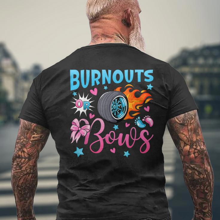 Burnouts Or Bows Gender Reveal Party Ideas Baby Announcement Men's T-shirt Back Print Gifts for Old Men