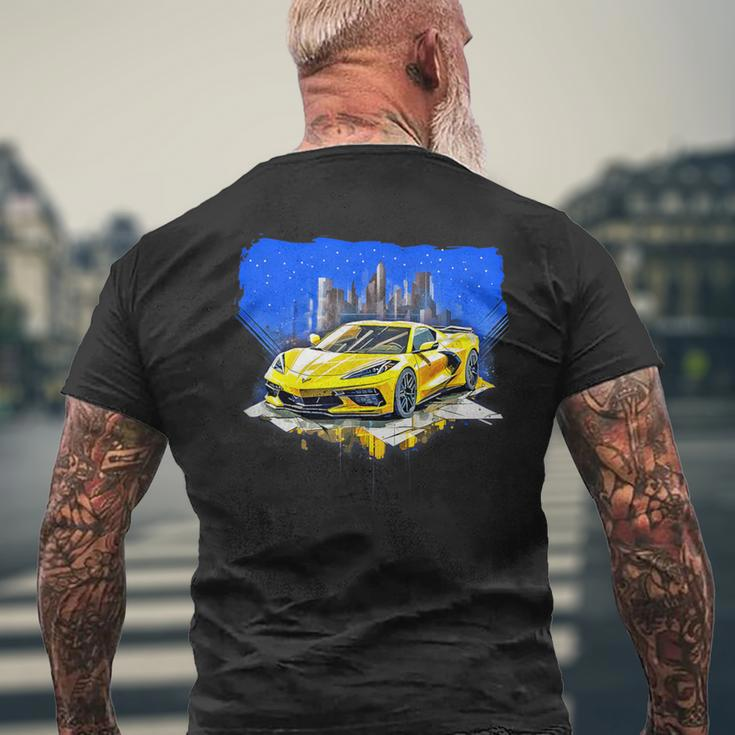 C8 Vette Sports Car Supercar Race Car Yellow For Boys Men Men's T-shirt Back Print Gifts for Old Men